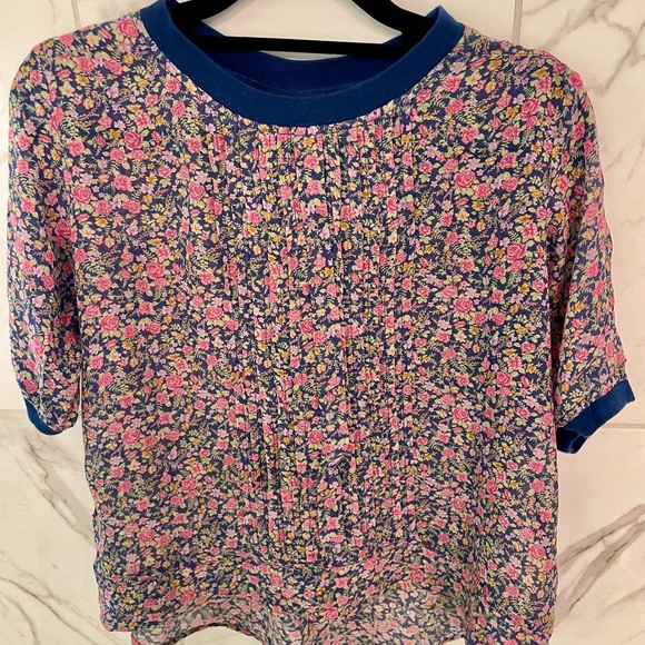 Anthropologie, One Fine Day, short sleeve silk T-shirt top - Picture 3 of 8